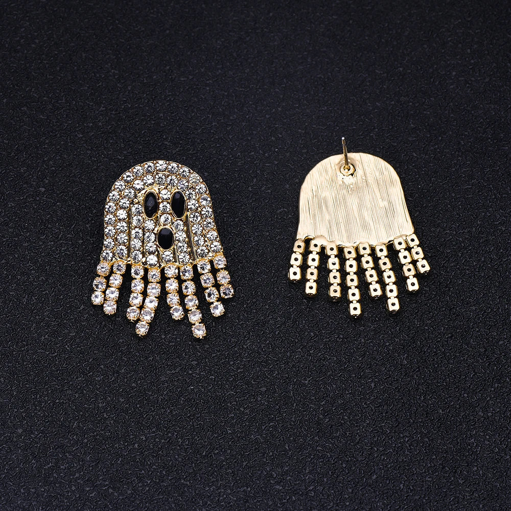 Rongwo Cute Halloween Ghost Stud Earrings Encrusted Crystal Sparkling Quality Jewelry Gift for Women Girls Fashion Earrings - Charlie Dolly