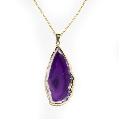 Fashion Irregular Magic Agate Piece Crystal Color Quartz Stone Natural Gold Pendant Necklace Jewelry Reiki Healing Gift
