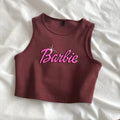 Sexy Barbie Ladies Sleeveless Crop Top Kawaii Cartoon Casual Girls Camisole T-Shirts Vest Y2K Fashion Women Slim Short Tank Tops - Charlie Dolly