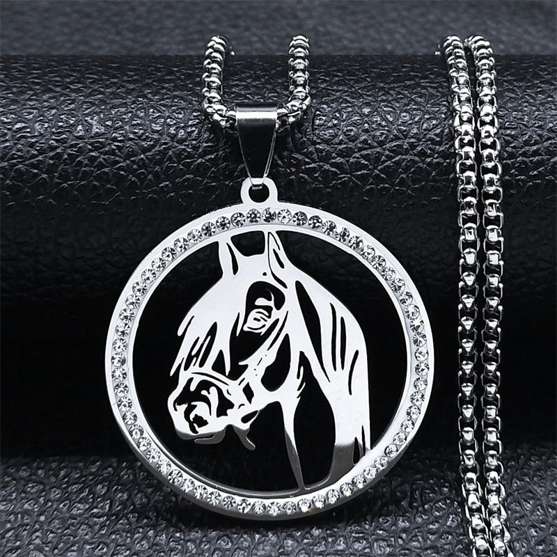 Horse Head Pendant Necklace for Women/Men Stainless Steel Animal Horse Accessories Chain Necklaces Jewelry colar masculino N2026 - Charlie Dolly