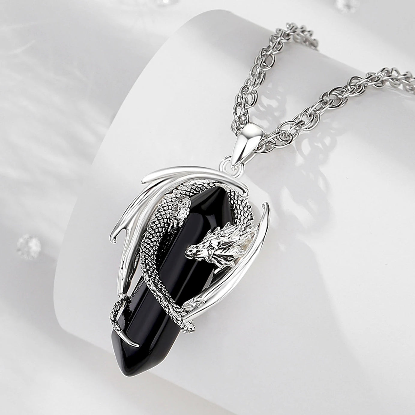 Dragon Natural Stone Hexagonal Prism Necklace
