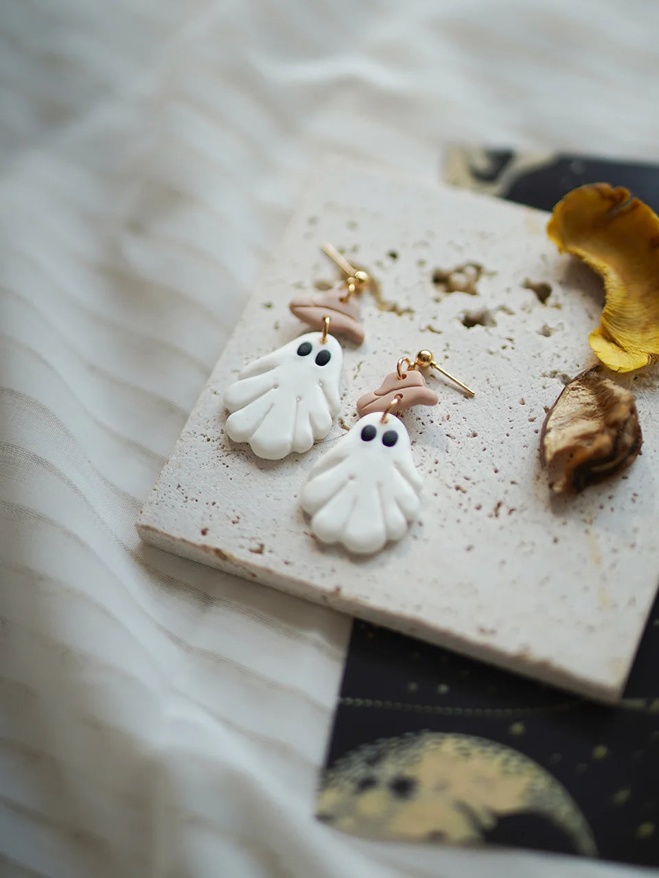 Halloween Cat Ghost  Shape Handmade Polymer Clay Earrings Halloween Themed Decoration For Women's Accessories Party Daily Ware - Charlie Dolly