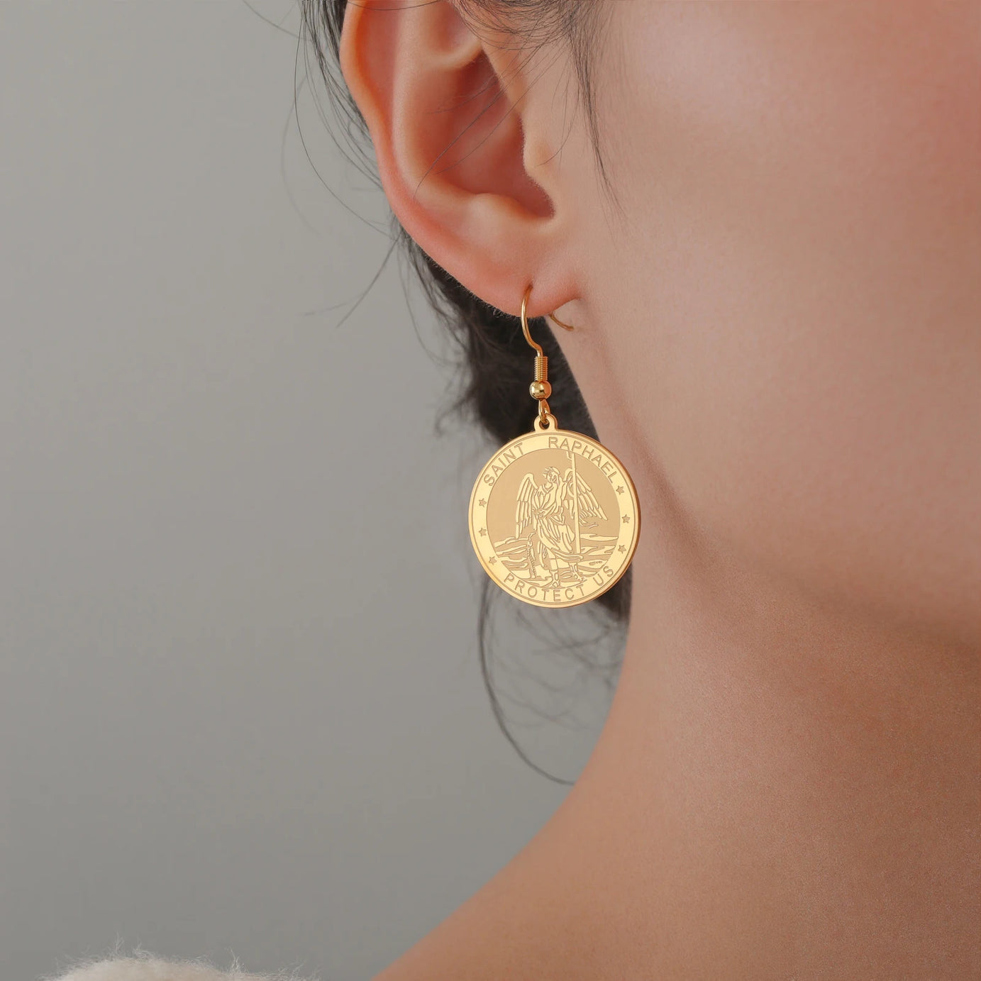 Archangel Raphael Sacred Protection Boho Earrings, Angelic Healing Talisman