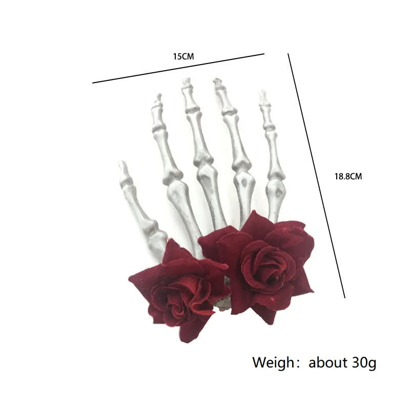 Skull Skeleton Hand Retro Rose Hair Clip Cos Hair Accessories Bone Hairpin Halloween Party Gifts For Women Hair Accessories - Charlie Dolly