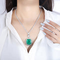 Luxury Vintage 20*23mm Emerald Pendant Tennis Chain Necklace for Women Lab Diamond Cocktail Party Fine Jewelry Accessories Gift - Charlie Dolly