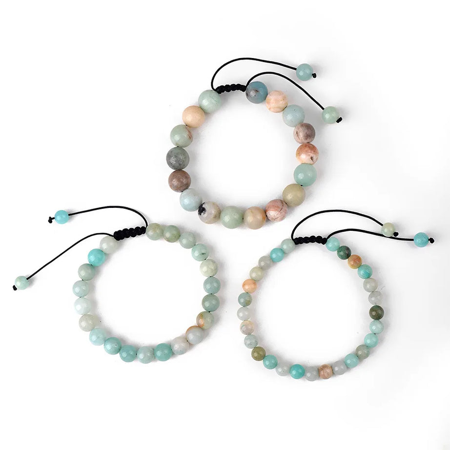 Natural Stone Beaded Bracelet — Tiger Eye, Agate & Lava