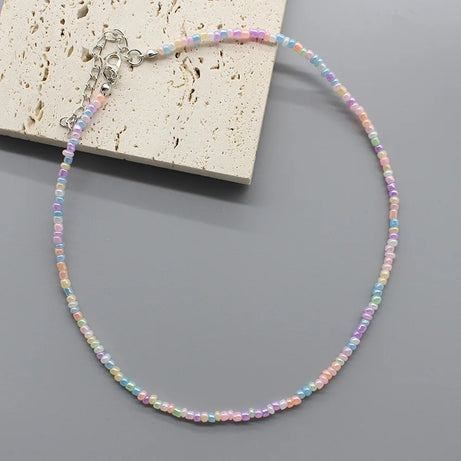 Handmade Seed Bead Colorful Boho Choker Necklace