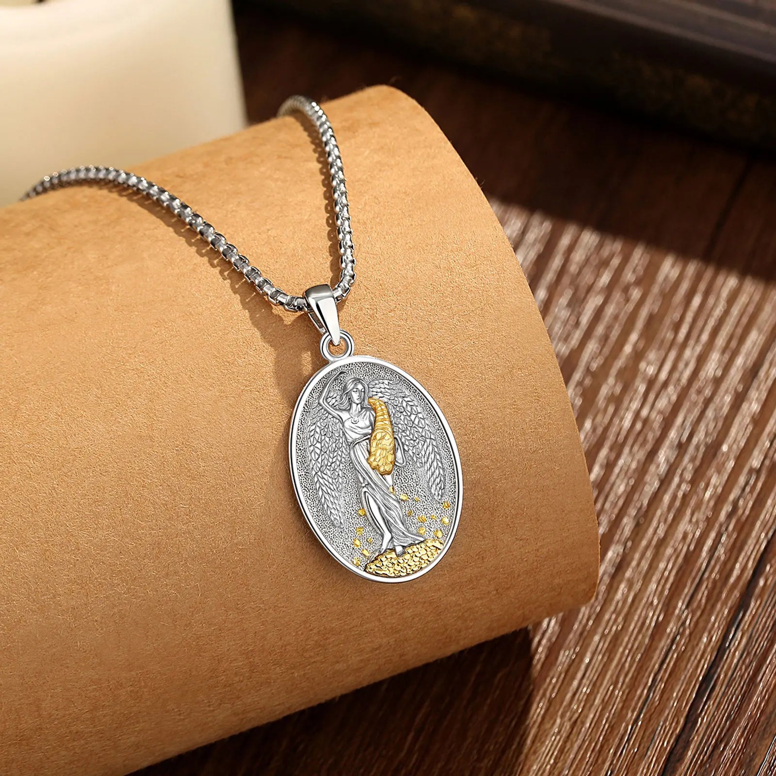 AEONSLOVE 925 Sterling Silver Goddess of Fortune Necklace Handmade Roman Goddess Pendant Mythology Jewelry Gift for Women Men