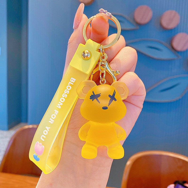 Cute Resin Keychain Charm Tie The Bear Pendant For Women Bag Car KeyRing Mobile Phone Fine Jewelry Accessories Kids Girl Gift - Charlie Dolly