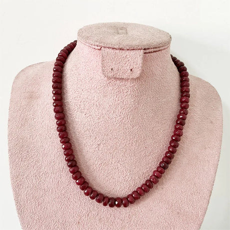Faceted 5*8MM Deep Red Ruby Natural Stone Jewelry Sets Bead Necklace Earrings Bracelet Chain Choker Simple Design Party Boho - Charlie Dolly