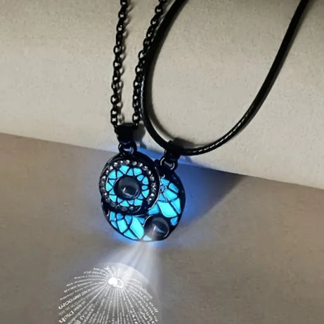 Luminous Glow-in-the-Dark 100 Languages I Love You Couple Necklace, Night Love Talisman