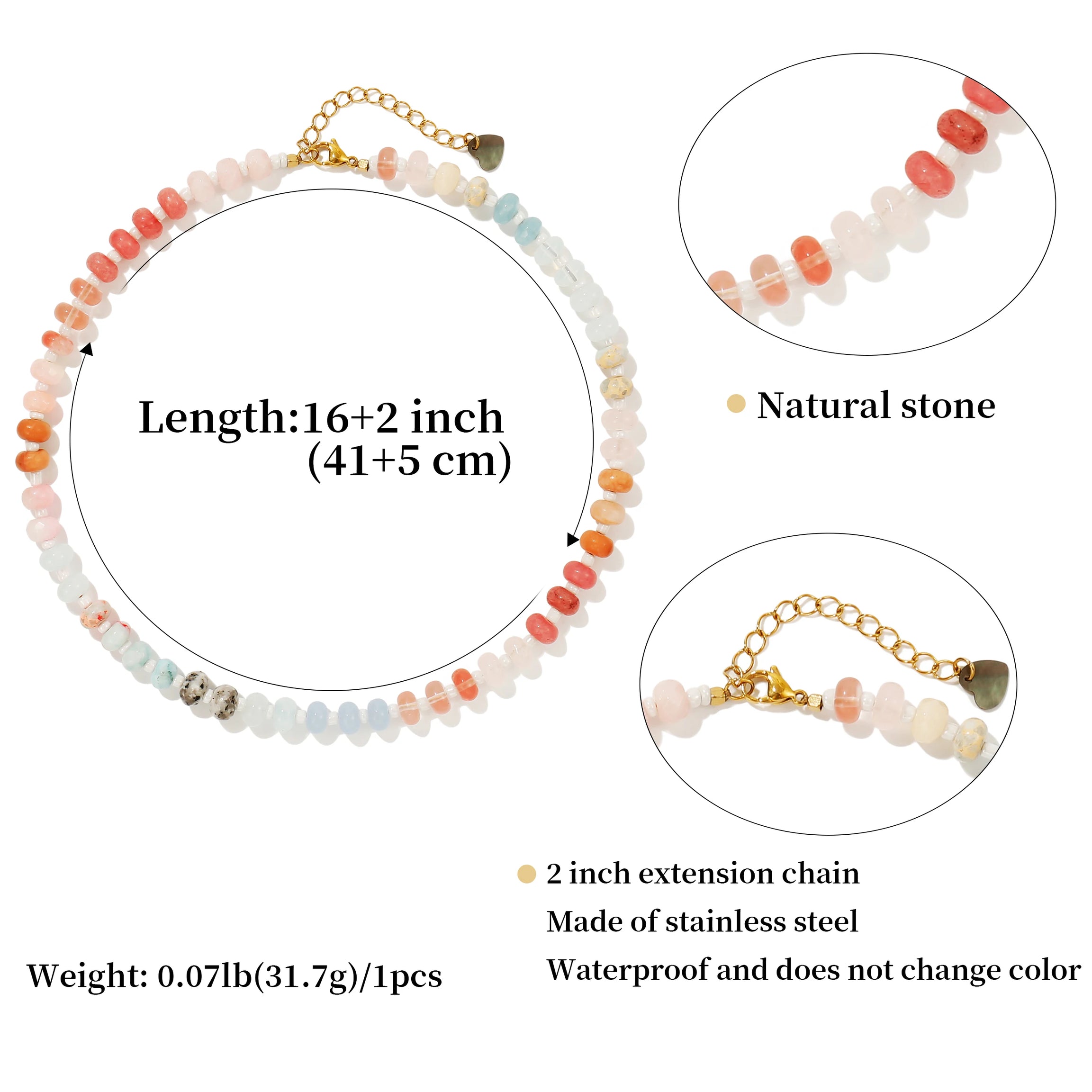 Rainbow Gemstone Beaded Choker Necklace