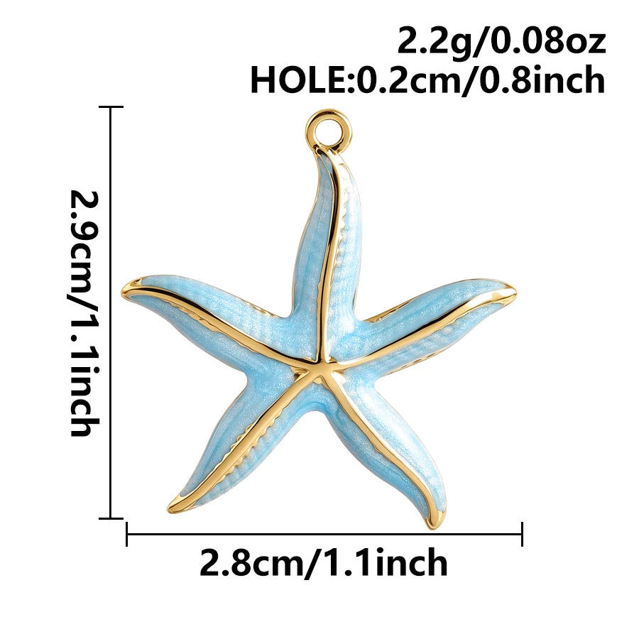 3/8Pcs Boho Summer Marine Sea Animal Starfish Turtle Pendant Jewelry Making Enamel Lizard Gecko Butterfly Colgantes Wholesale