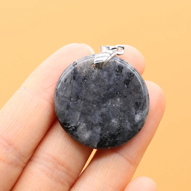 Natural Stone Agates Pendants Big Round Lapis lazuli Tiger Eye Charmsfor Jewelry Making Diy earring necklace accessories