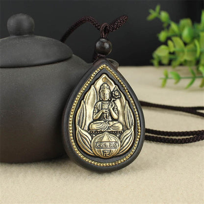 Handmade Ethnic Ebony Exaggerated Bodhisattva Pendant Necklace Women Buddha Lucky Eight guardians Amulet Necklaces For Men