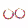 Exaggerate Bohemia Hoop Earring Colorful Beaded Fashion Women Hoops Trendy Big Beads Earring Boho Statement Jewelry Wholesale - Charlie Dolly