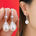 Exquisite Fashion Silver Color Water Imitation Pearls Drop Earrings for Women Shiny Red Green Round Imitation Pearls Earrings - Charlie Dolly