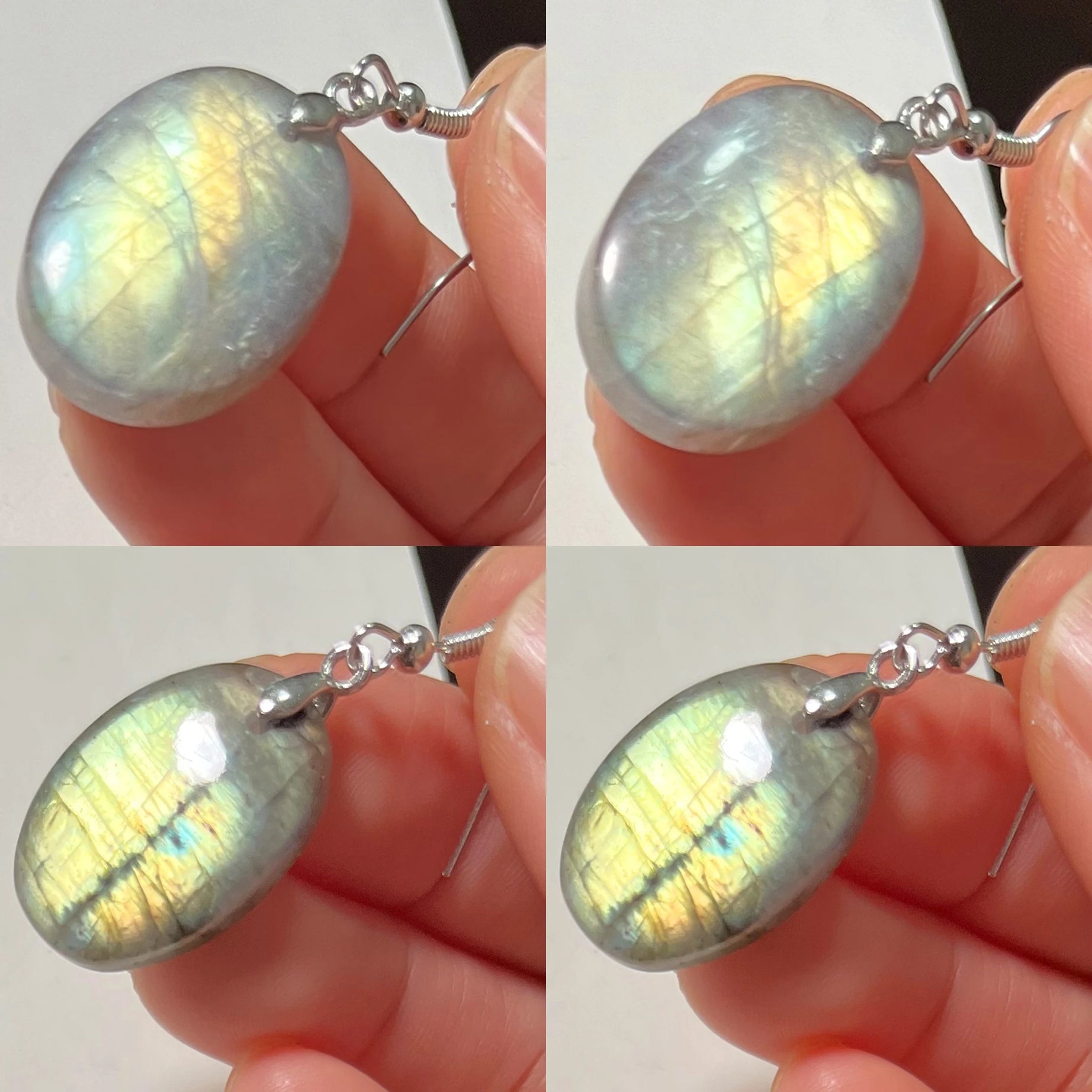 Blue Labradorite Pendant & Earrings Set, Raw Natural Stone Unisex Boho Jewelry