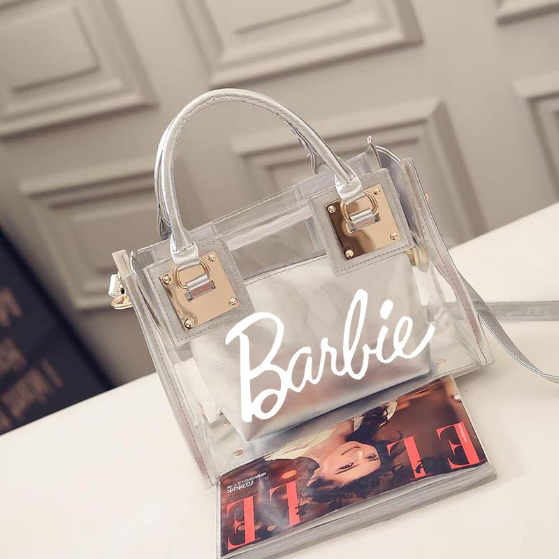 Barbie Letter Women Bag Fashion Woemn Beach Shoulder Handbag Portable Girls Messenger Transparent Jelly Ladies Bags Pouch Gifts - Charlie Dolly