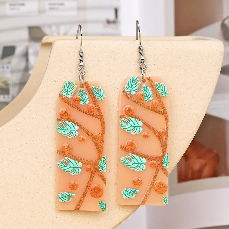 Japan Style Fashion Acrylic Tanjiro Earrings Demon Earrings Anime Cosplay Hanafuda Drop Long Earrings for Women Girls Jewelry - Charlie Dolly