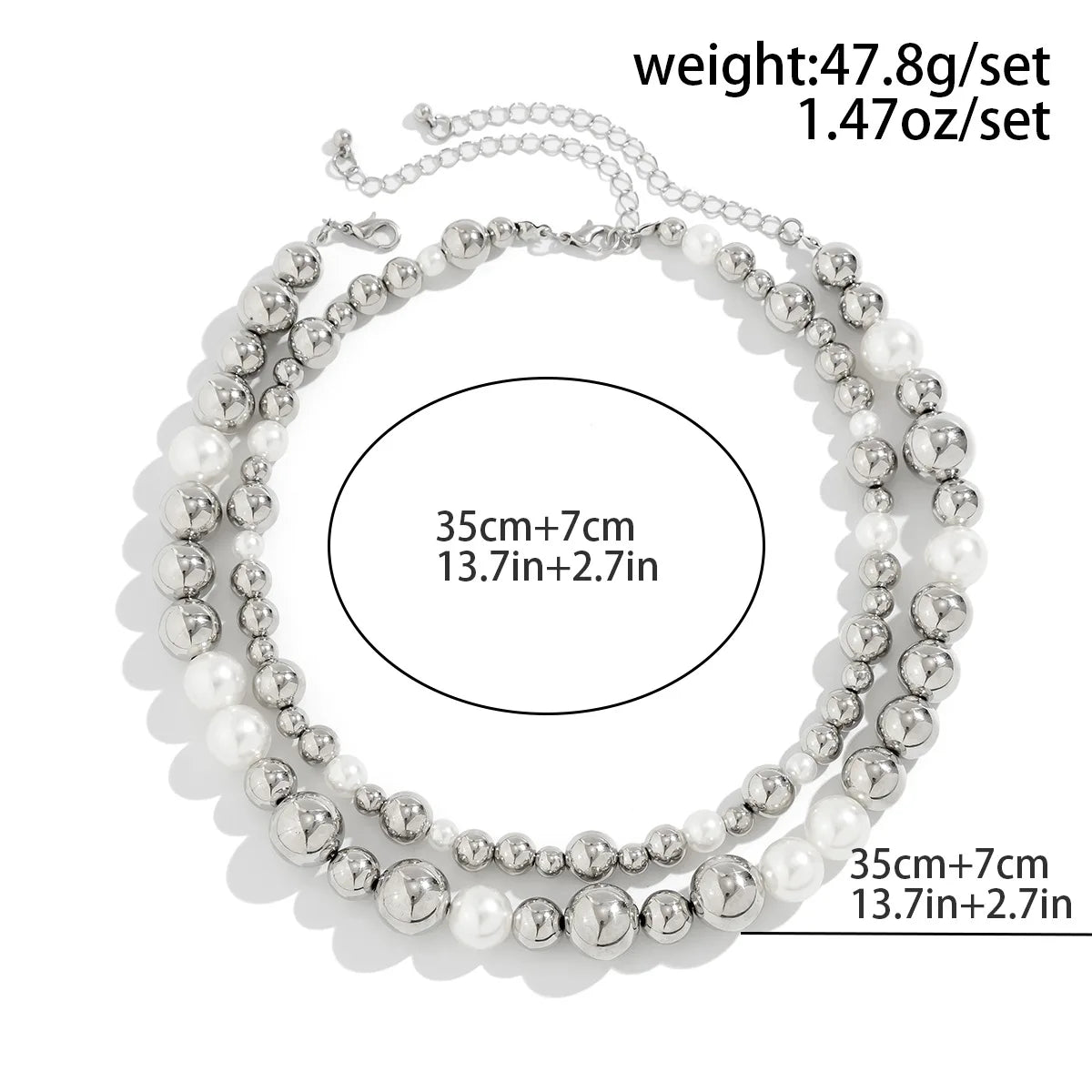 Mixed Pearl Ball Layered Collar Necklace Jewelry