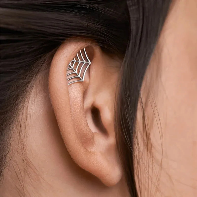 Gothic Spider Web Earring, Punk Tattoo Stud Earring for Halloween Witchy Silver Earring Jewelry Gifts - Charlie Dolly