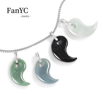 Natural Burmese Jadeite Magatama Pendant with Exquisite Carving Stylish Minimalist Necklace for Men and Women Perfect Gifts