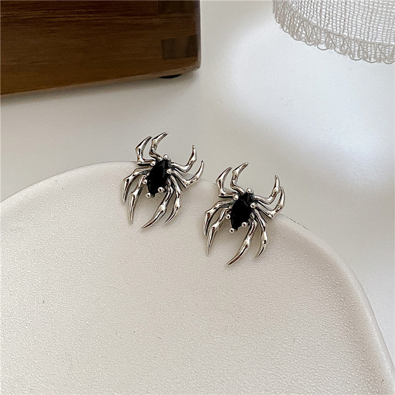 Halloween Gothic Retro Old Spider Zircon Earrings Women Fashion Design Black Zircon Earring Party Jewelry Gifts Wholesale - Charlie Dolly