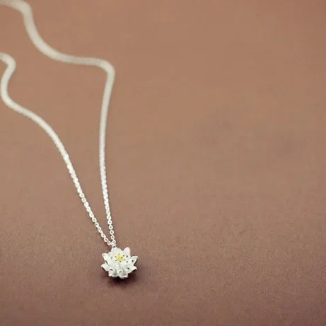 925 Sterling Silver Lotus Flower Pendant, Sacred Bloom Necklace