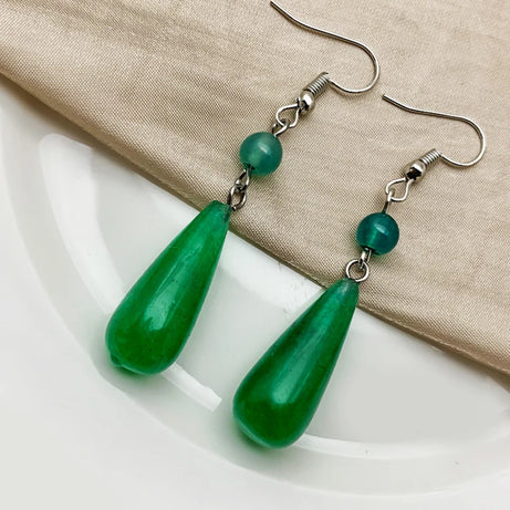 Malachite Tiger Eye Statement Drop Earrings Jewelry