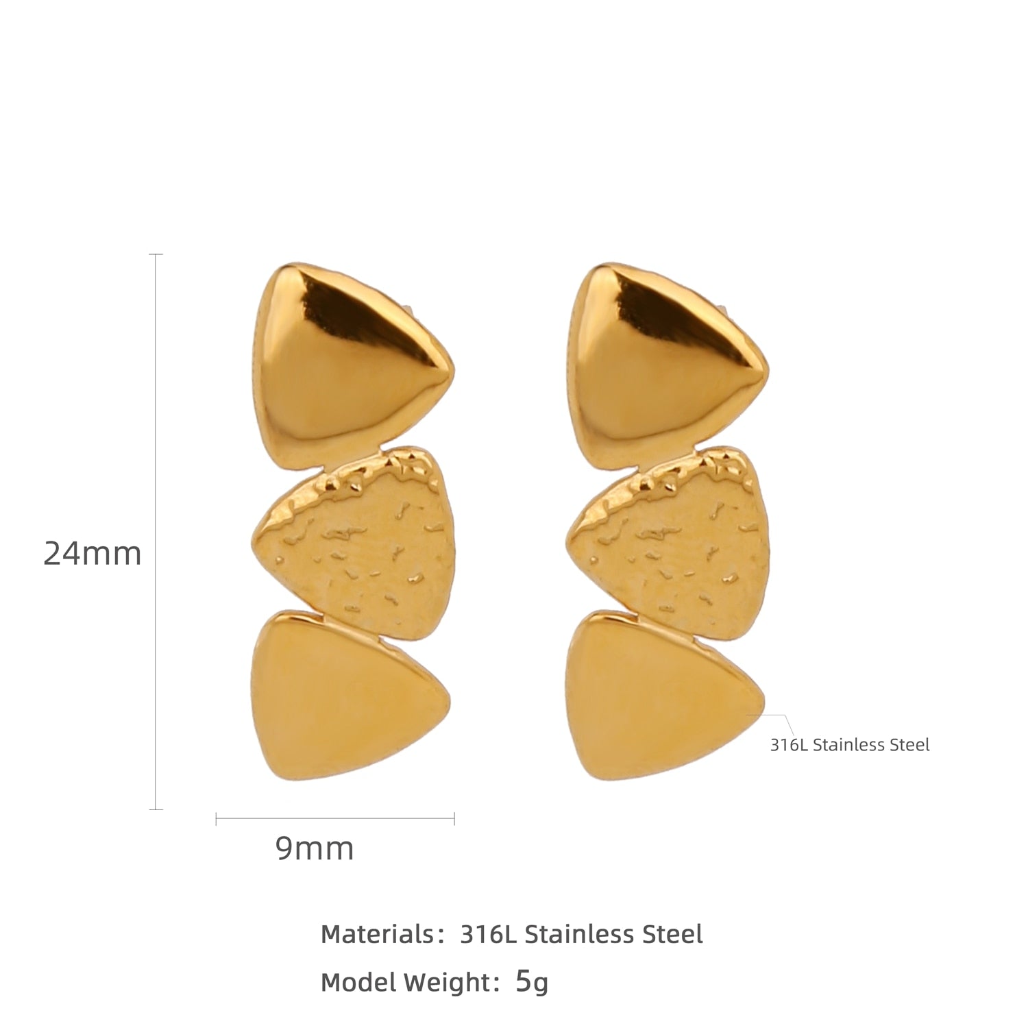 HONGTONG Earrings Irregular Love Shape Stainless Steel Earrings Women's Fashion Cute Metal Texture 18k Earrings Gold Plated - Charlie Dolly