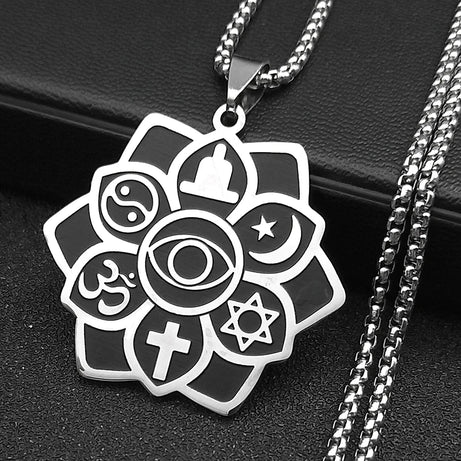 Six Philosophies Interfaith Yoga Necklace, Sacred Universal Symbol Talisman