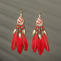 Boho Long Feather Dangle Women's Earrings Beach Long Tassel Beads Handmade Flower Enamel Earrings Bride Wedding Pendientes Mujer - Charlie Dolly