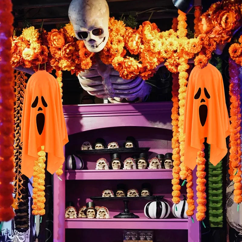 Halloween Party LED Glow Ghost Home Indoor Outdoor Decoration Supplies 2024 Haunted House Bar Hanging Horror Props with Lights - Charlie Dolly