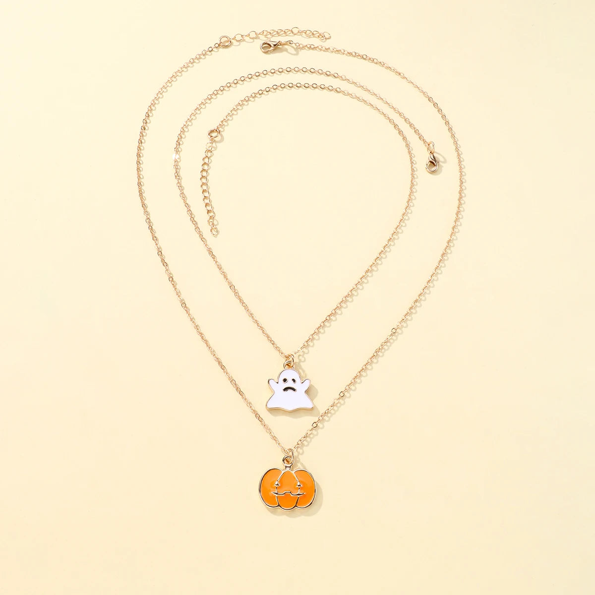 Halloween Children's Necklace Hat Pumpkin Bat Alloy Oil Drop Good Friends Versatile Collar Chain Set First Jewelry - Charlie Dolly
