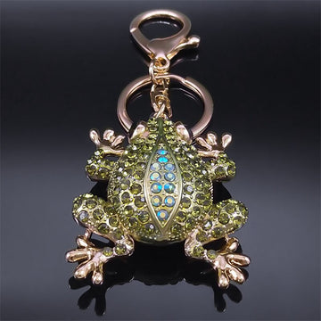 Green Rhinestone Frog Keyring Animal Keychain Pendant Bag Accessories Party Wedding Birthday Gift Jewelry attache porte clef - Charlie Dolly