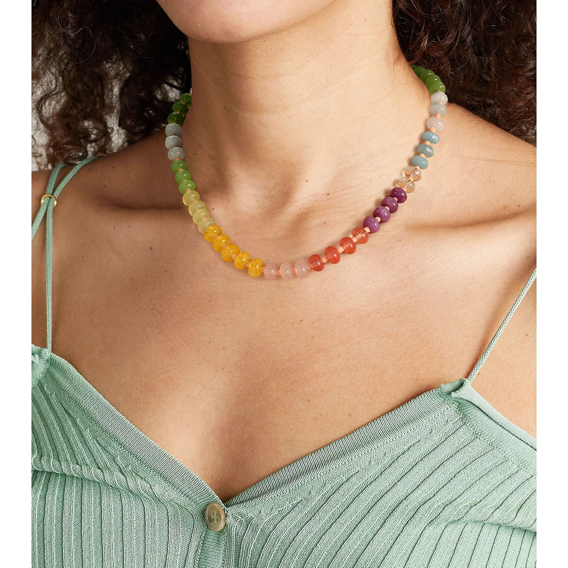 Rainbow Gemstone Beaded Choker Necklace