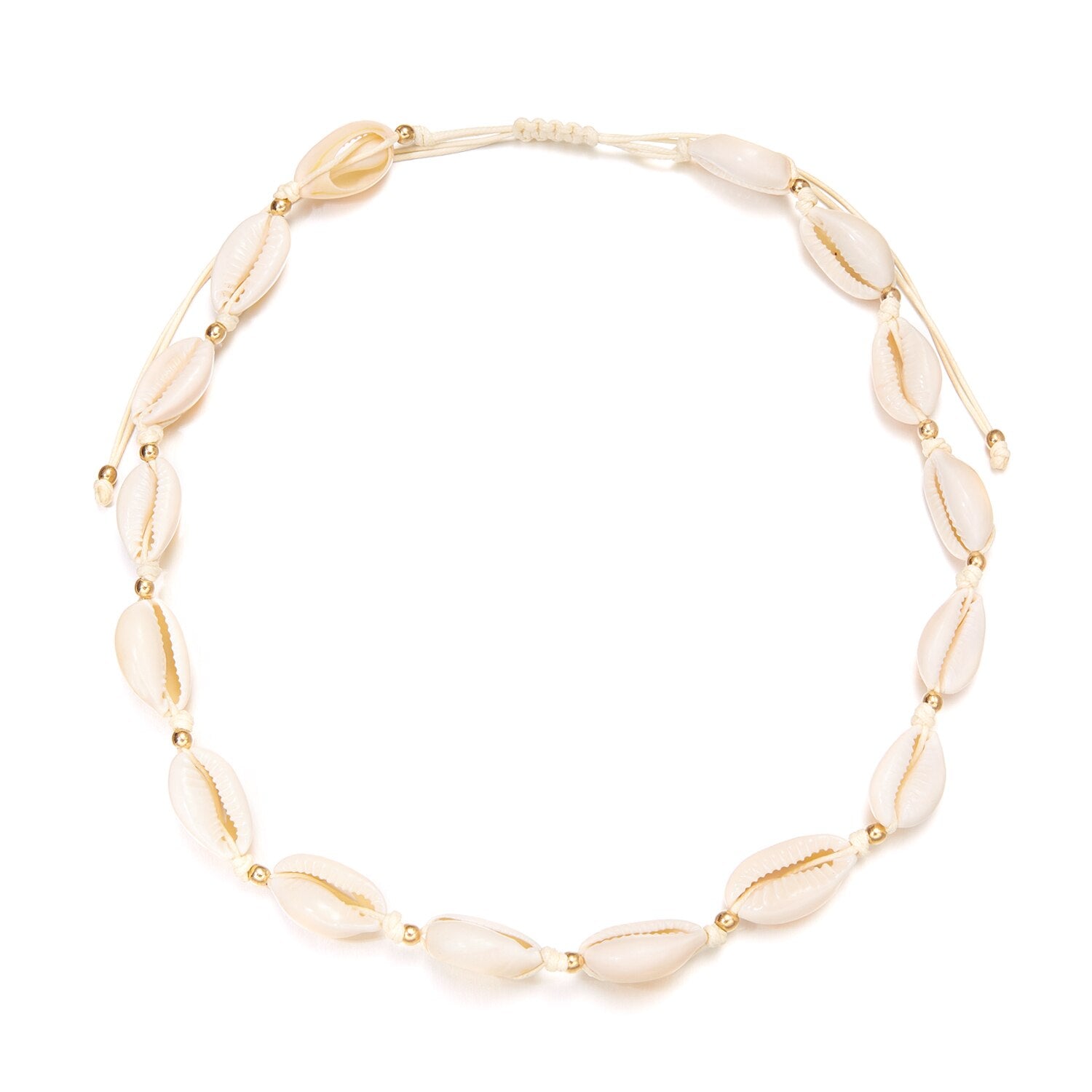 Bohemian Natural Shell Necklace &amp; Bracelet Set for Women Fashion Hand Braided Adjustable Necklace Charm Summer Vacation Jewelry - Charlie Dolly