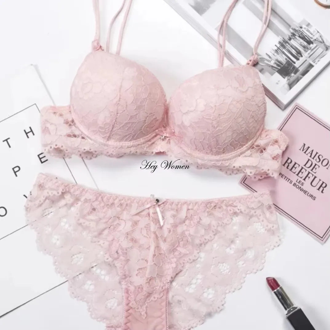 Sexy Bra Set Deep V Push Up Underwire Bralette Lace Floral Lingerie Se   Charlie Dolly