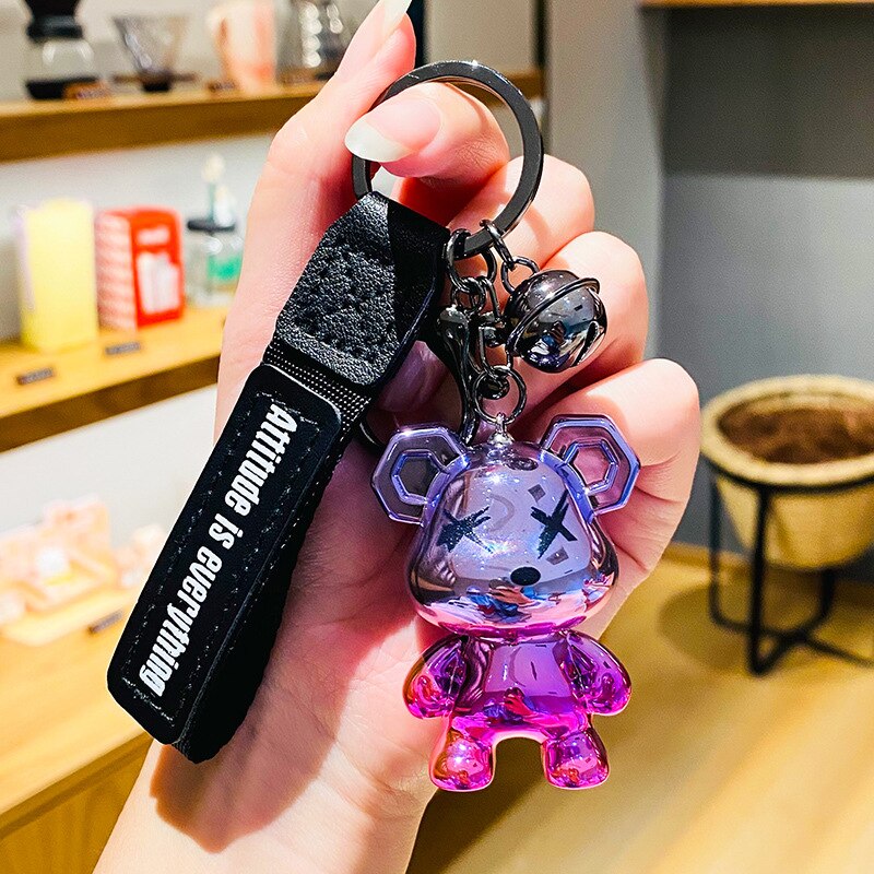 Cute Crystal Keychain Charm Tie The Bear Pendant For Women Bag Car KeyRing Mobile Phone Fine Jewelry Accessories Kids Girl Gift - Charlie Dolly