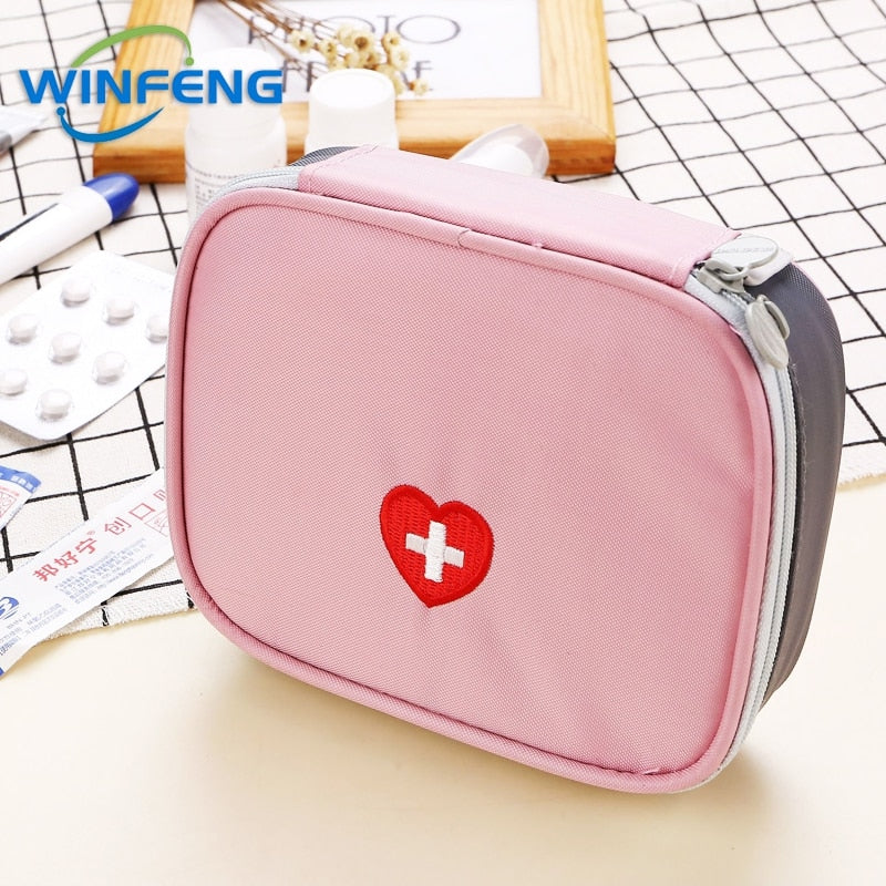 Mini Medical First Aid Bag Outdoor Travel Empty Storage Bag Medicine Organizer Survival Emergency Kits Pink Gray for Camping - Charlie Dolly