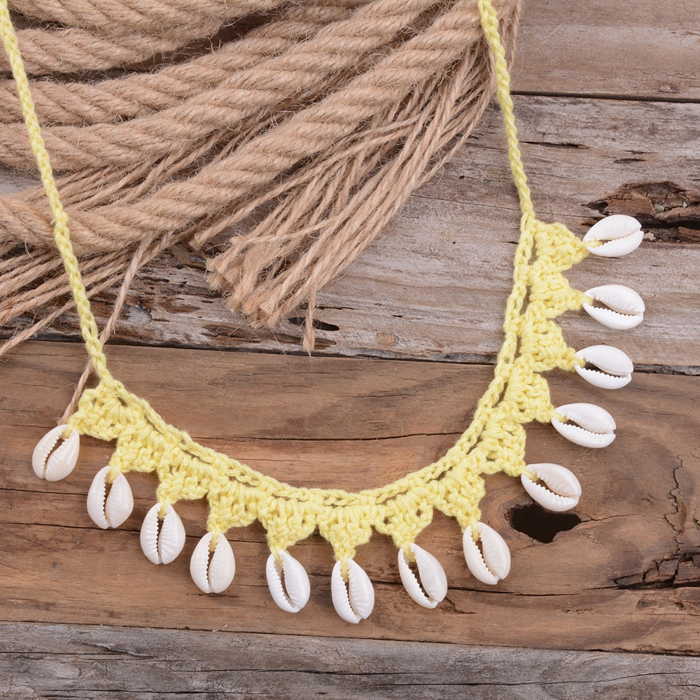 Women Shells Choker Necklaces Natural Sea Cowrie Shell Rope Chain Choker Necklace Summer Jewelry Girl Friendship Gifts Handmade - Charlie Dolly