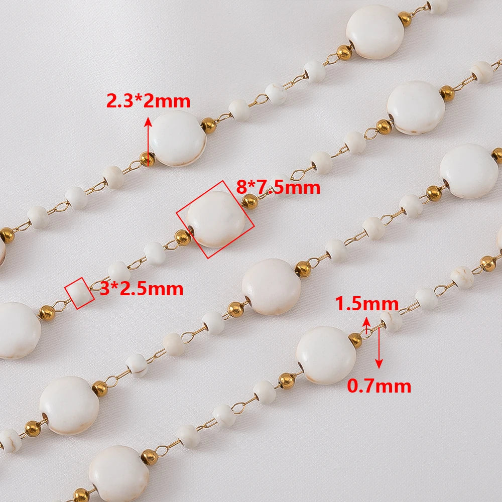 1Metre Stainless Steels White Natural Stone Starfish Beaded Chain Boho Bracelet Neckalce Beach Holiday Jewelry Making Components