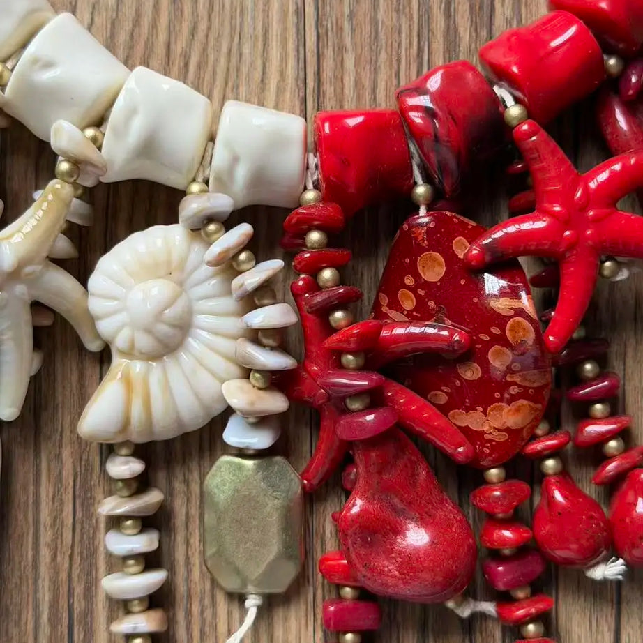 Statement Shell and Starfish Handmade Beaded Necklace