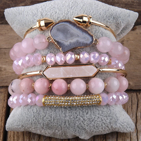 Fashion Boho Natural Stone Beaded Bracelet Jewelry Multi 6pc Stack Bracelet & Bangle Sets For Women Gift - Charlie Dolly