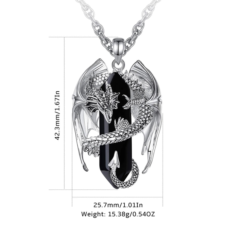 Dragon Obsidian Hexagonal Prism Necklace