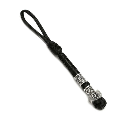 Norse Runes Beads Survival Rope Keychain Men&#39;s Lanyard Thor&#39;s Hammer Knife Pendant Keyring Car Key Accessories Handmade Jewelry