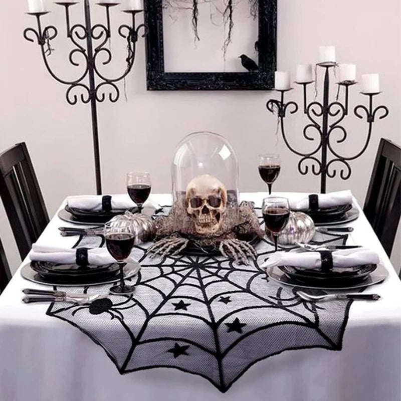 Halloween Tablecloth tablecover table decor Haunted House Pumpkin Spider Web Tablecloth 2024 Halloween Party Decoration Supplies - Charlie Dolly