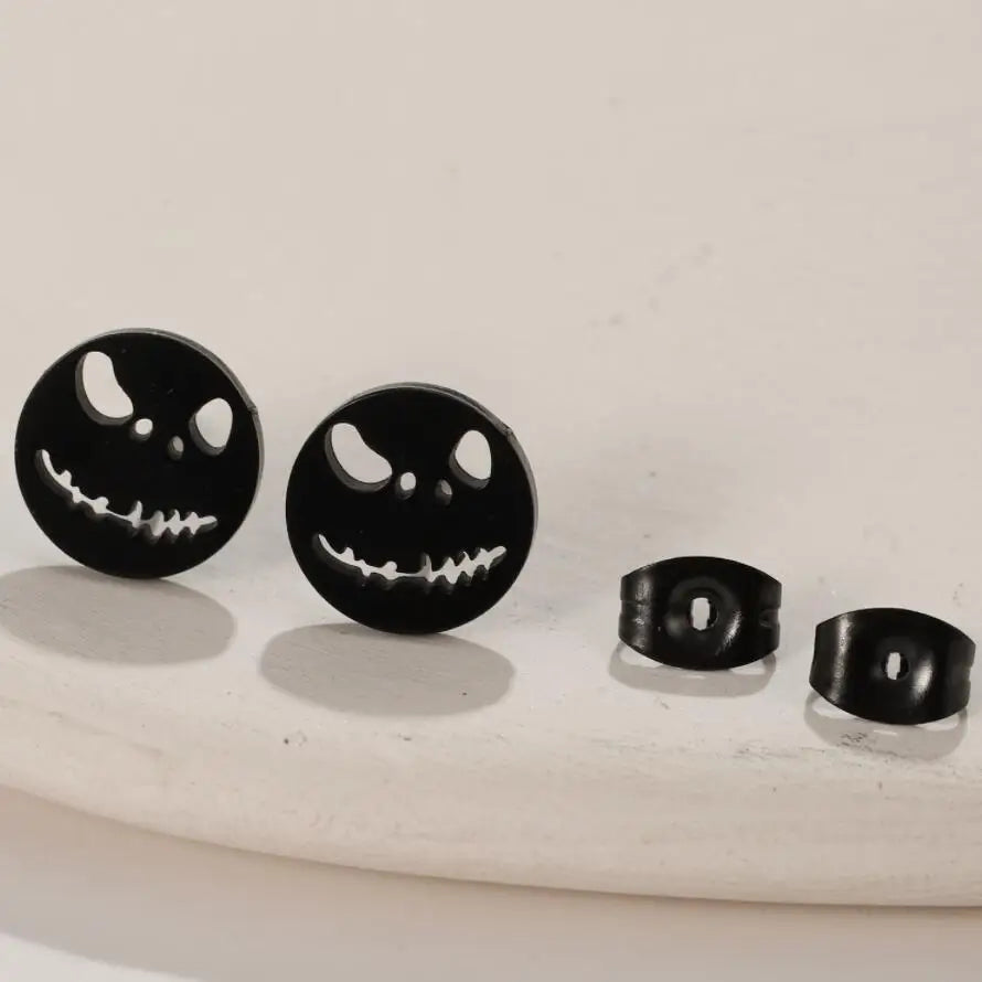 Cute Halloween Cartoon Ghost Earrings Stud For Women Stainless Steel Ear Piercing Black Earrings Minimalist Free Shipping - Charlie Dolly