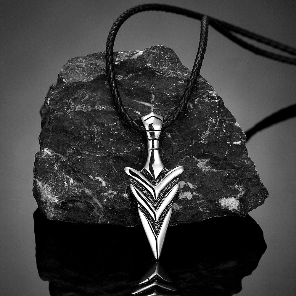 Norse Mythology Odin's Spear Gungnir Necklaces Men Retro Stainless Steel Viking Pendant Scandinavian Amulet Self-defense Jewelry - Charlie Dolly